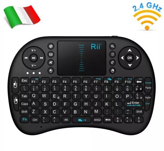 Rii Mini i8 Wireless - Tastiera e mouse touchpad per Smart TV, Mini PC e Console