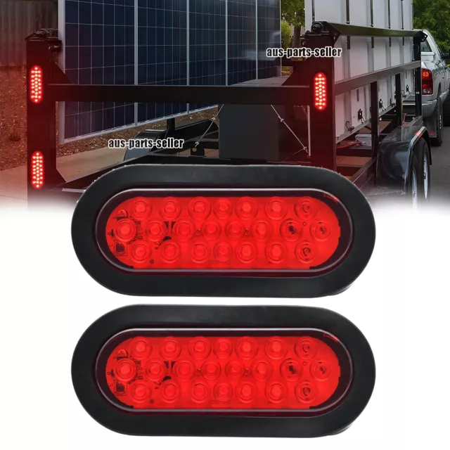6" Inch Red Oval 22 LED Stop/Turn/Tail Brake Truck Trailer Light Sealed - Qty 2