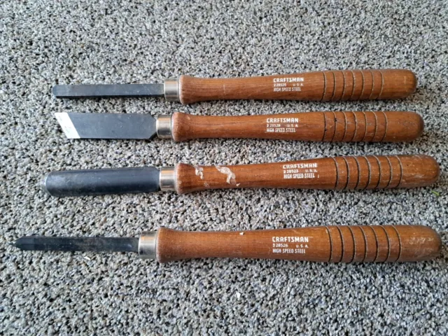 Craftsman  set of 4 made in USA High Speed Steel Lathe Wood Turning Chisels