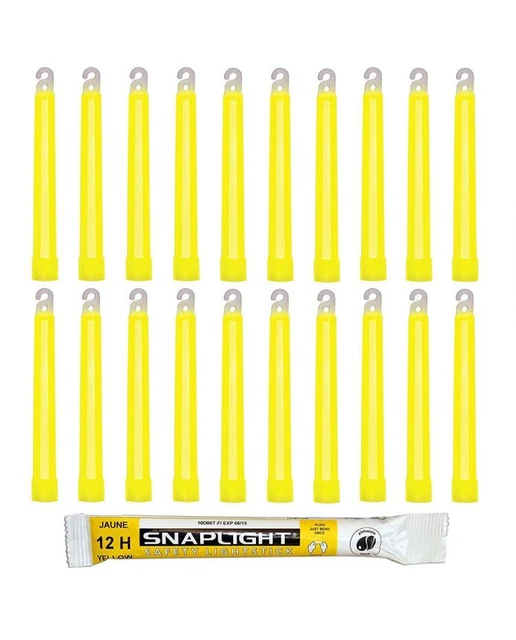Baton lumineux Cyalume - jaune - Boite de 20