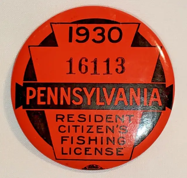 1927 PA FISHING License Badge Pin # 232546 With Paper $53.00 - PicClick