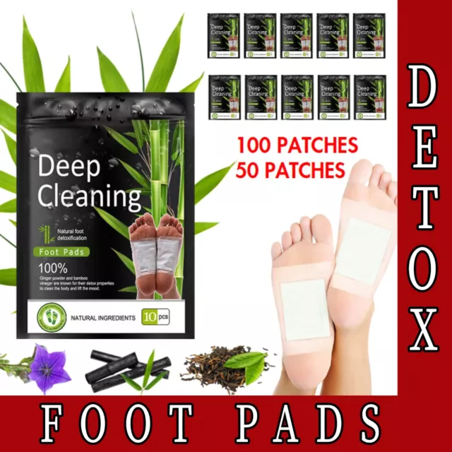 100Pcs Detox Foot Patches KINOKI Body Deep Feet Pads Toxins Cleansing Sliming