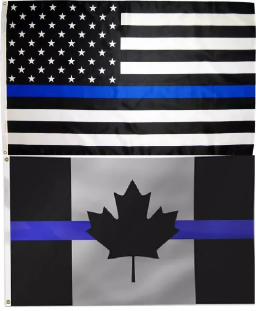Wholesale Combo LOT 3' X 5' USA & Canada Thin Blue Line Police Memorial FLAG 3X5