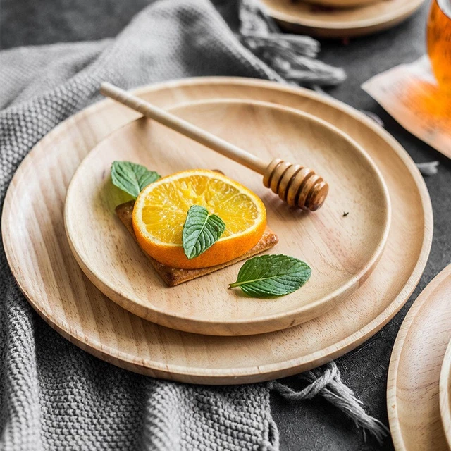 Holzteller Snack Servieren Frühstück Salat Display Restaurant passend
