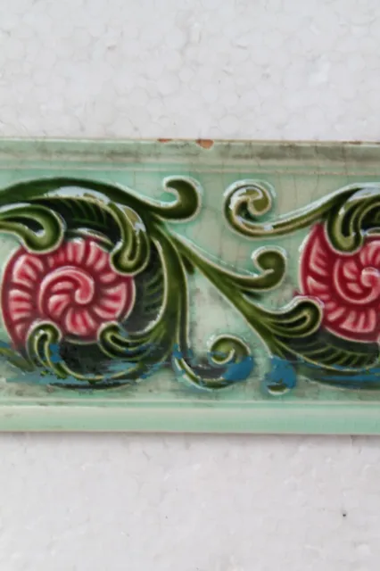 Japan antique art nouveau vintage majolica border tile c1900 Decorative NH4364 3