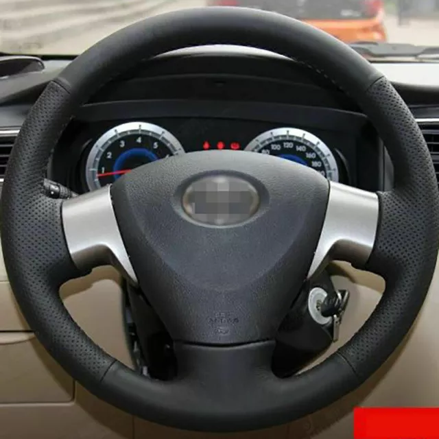 Slip Black Leather Steering Wheel Stitch on Wrap Cover For Toyota Corolla EX