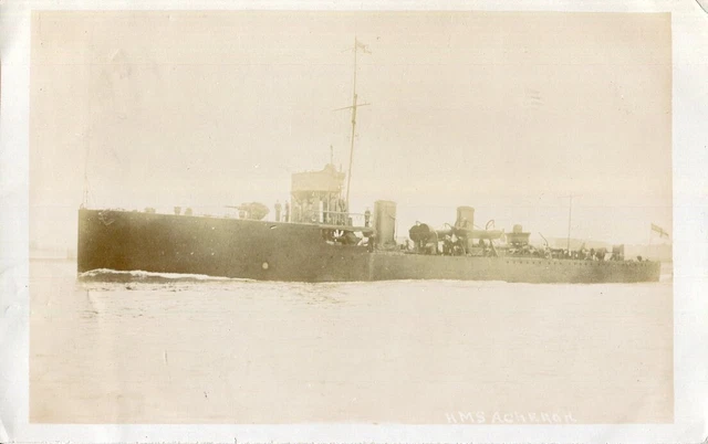 HMS ACHERON (1911) Royal Navy WWI Iclass destroyer faded RP postcard