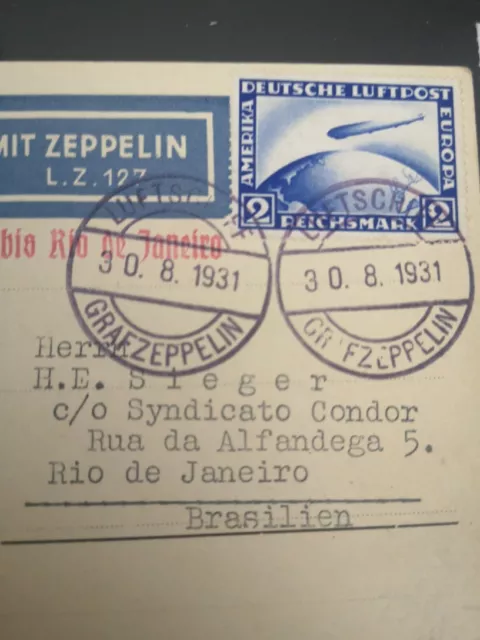 Zeppelinpost Bordpost  echt gelaufen