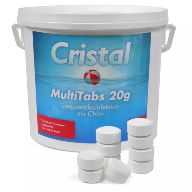 5,0 KG Multitabs Chlore 5 IN 1 CRISTAL - 20g Multifunktionstabletten Pool