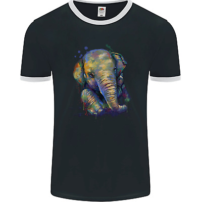 T-shirt da uomo acquerello disegnata a mano elefante fotol