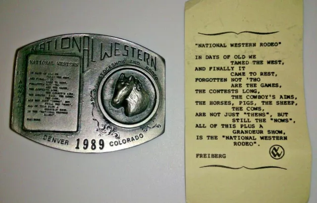National Western Stock Show Rodeo 1989 83rd Annual Belt Buckle #61/200 Horse