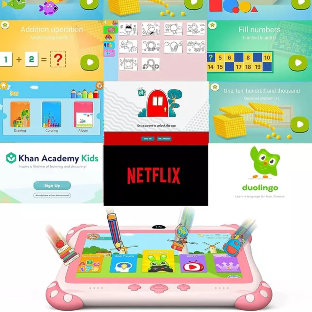 Kinder Tablet PC 7" Android 11 2GB RAM 32GB Aufbewahrung Kostenlose Hülle WIFI Kamera Paket 2