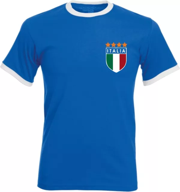 Italia Italy  Left Chest T-shirt Football Tee Top  Unisex Ringer Badge Tee Top