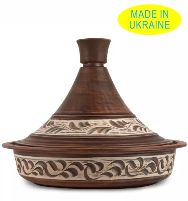 2.1 Qt Tajine Handmade Red Clay Stoneware Engobe Tagine Stoneware Таджин  طاجين