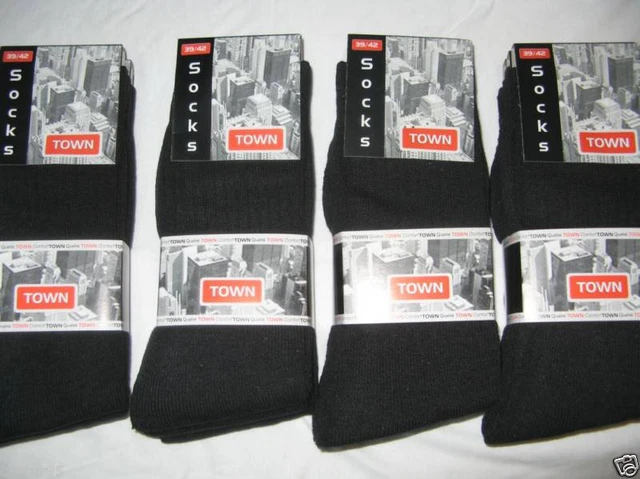 12 Paires De Chaussettes Sport / Tennis  Noires Sans Motif - Unies