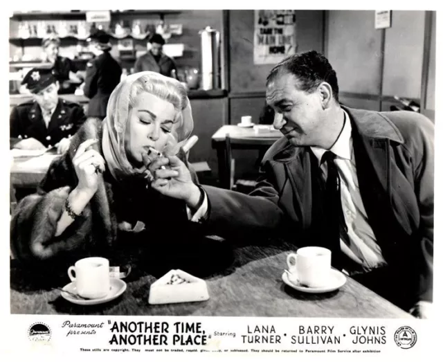 Another Time Another Place Original Lobby Card Sidney James Lana Turner Smoking