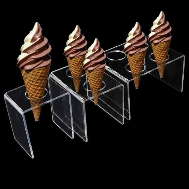 Engraved Acrylic Double Ice Cream Cone Holder Tray Display Stand Rack Wed'YH Bf