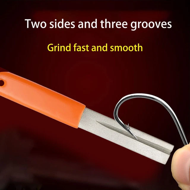 Set Of 2 Fishing Hook Sharpener Hone Diamond File Portable Grinding Tool, Double