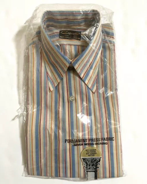 VTG 70s Capwell’s California Men’s Small Striped Short Sleeve Button Up Shirt