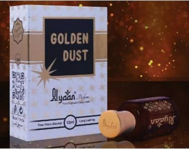 Perfume de polvo dorado Alyaan Attar Ittar rollo floral 12 ml