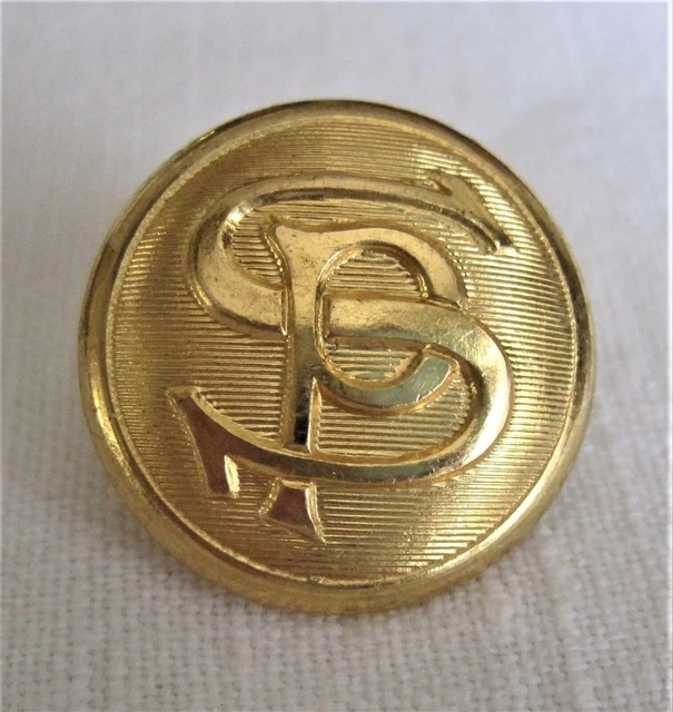 Vtg 24 mm SOUTHERN PACIFIC RAILROAD SPRR GILT UNIFORM BUTTON~Superior Quality