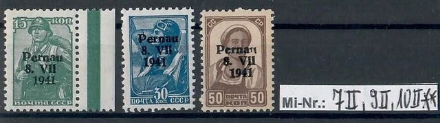 DB 1939-45 Estland Pernau Mi-Nr.: 7 II, 9 II und 10 II je sauber postfrisch