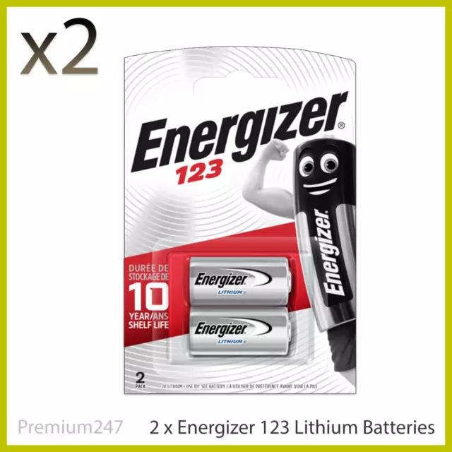 2 x Energizer CR123 CR123A 123 3v Lithium Photo Battery Longest Expiry Date