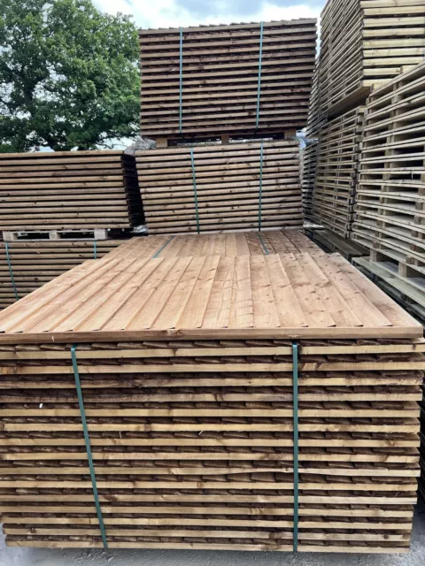 New ~ Pressure Treated Brown Feather Edge Vertical Board Fence Panels ~ 6x5