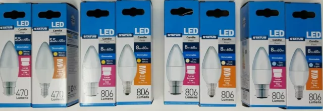 Status Dimmable LED Candle Light Bulbs B22 BC E14 SES Warm / Cool / Day White