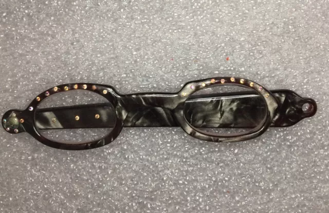 Vintage Folding Opera Lorgnette Glasses Faux Tortoise Shell Rhinestones