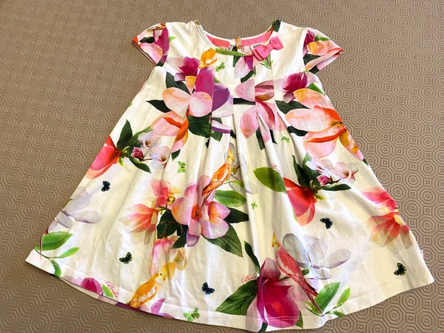 Ted Baker Baby Abito Floreale Maniche Berretto Età 12-18 Mesi Ted Taglia 1 Ex Con