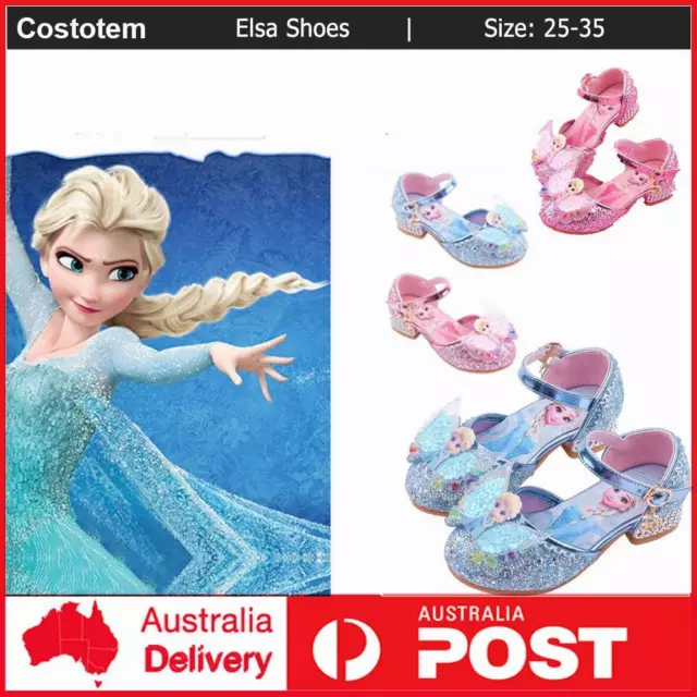 Frozen2 Girls Elsa Princess Fancy Party Acrylic bow-knot Sequins Elsa Shoes Kids