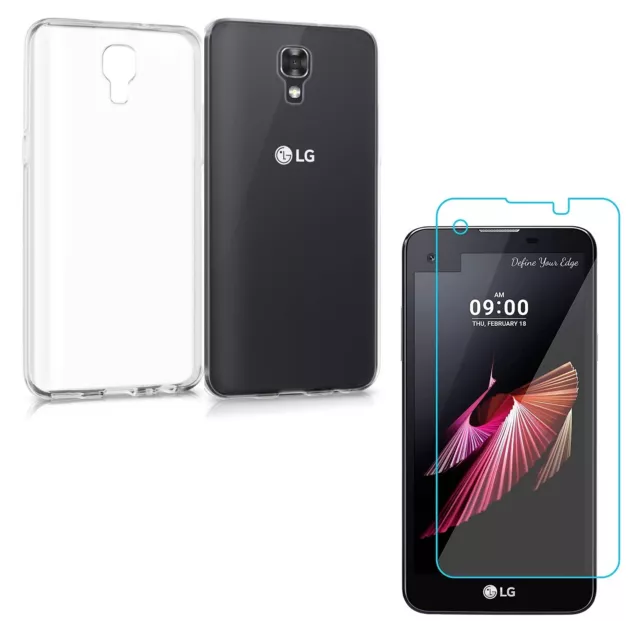 Per LG X SCREEN K500N COVER CUSTODIA IN SILICONE + PELLICOLA VETRO TEMPERATO