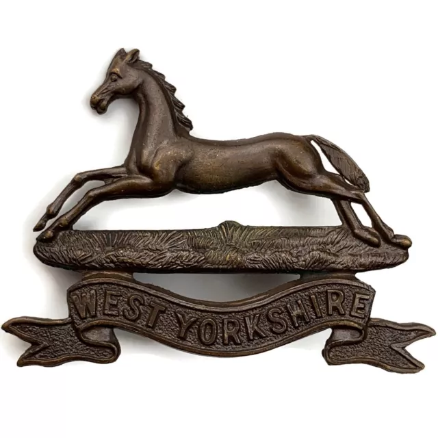 West Yorkshire Regiment Officers BRONZE Officer's Cap Badge JR GAUNT Makers Mark