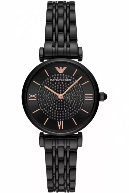 New Genuine Emporio Armani Womens Watch Gianni Tbar Ar11245 Black Tone With Gold