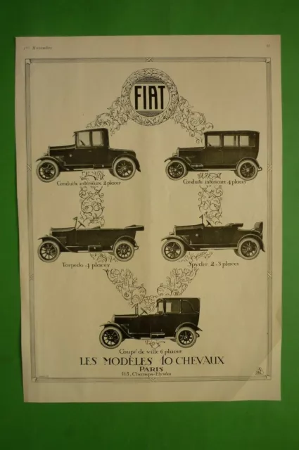 1924 Fiat Car D'Origin Advertising' Production Range 10 hp Art Deco' Signature ABC