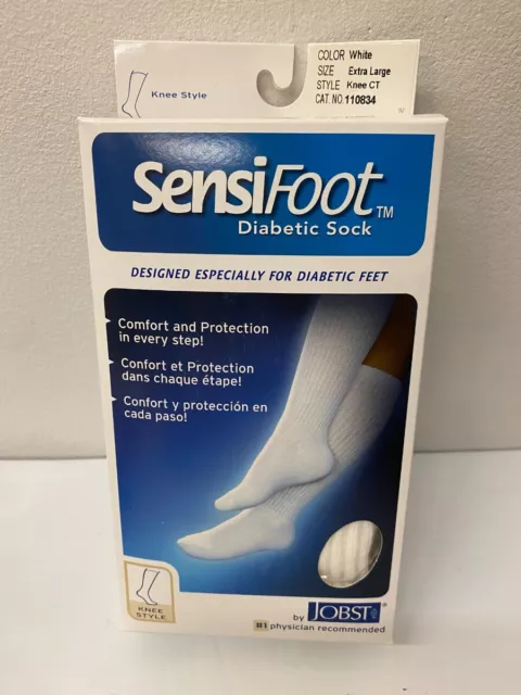 Jobst SensiFoot Diabetic Sock 110834 Extra Large Knee White Closed Toe 8-15mmHg