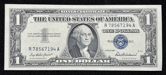 1957 SERIES USA $1 Bill - Blue Seal Silver Certificate - UNC Superb - Washington