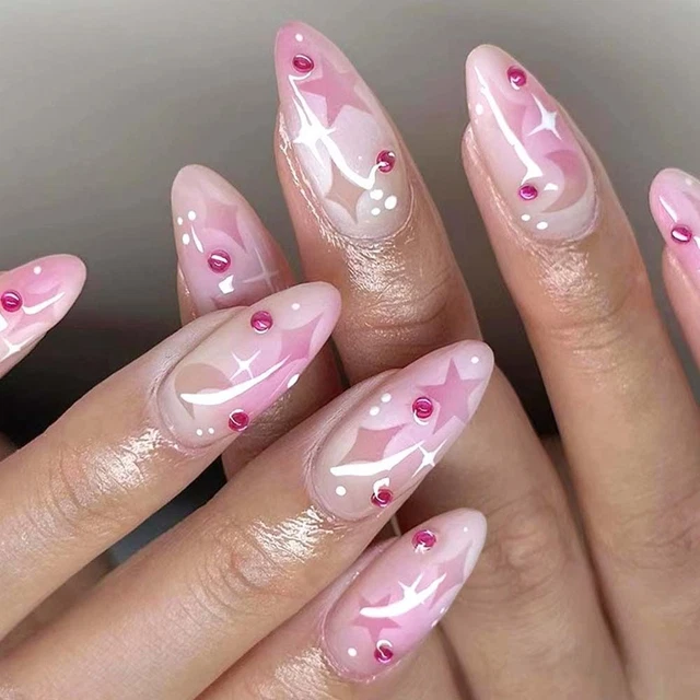 LongAlmond False Nails French Press on Nails Manicure Nail Tips  DIY