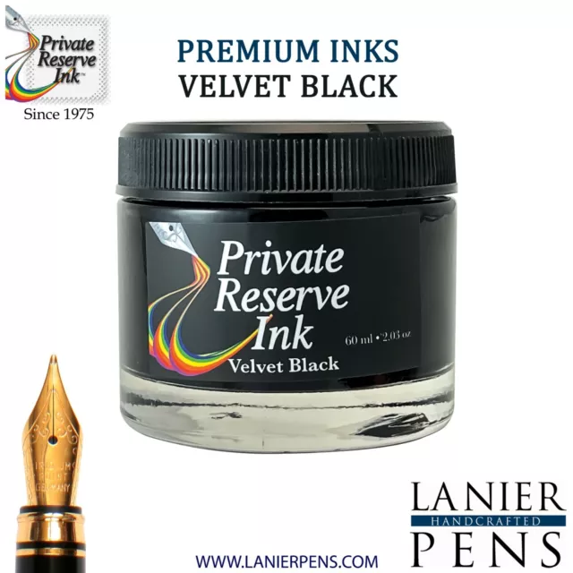 Private Reserve Ink, 60ml Fountain Pen Ink Bottle - Velvet Black (PR17015)