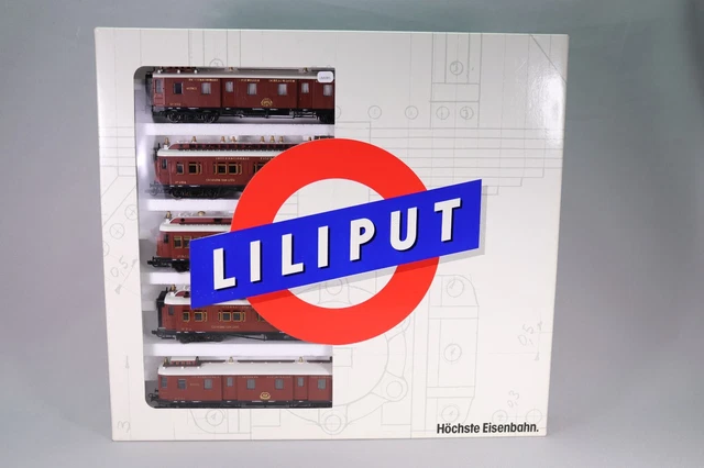 Liliput 844 – Coffret 5 Voitures DB DSG Bleu/rouge, HO, Comme Neuf (boîte Abîmée)