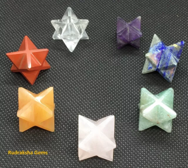 Merkaba Star Reiki Energy Charged 7 Chakra Crystal Healing Protect Calming Stone