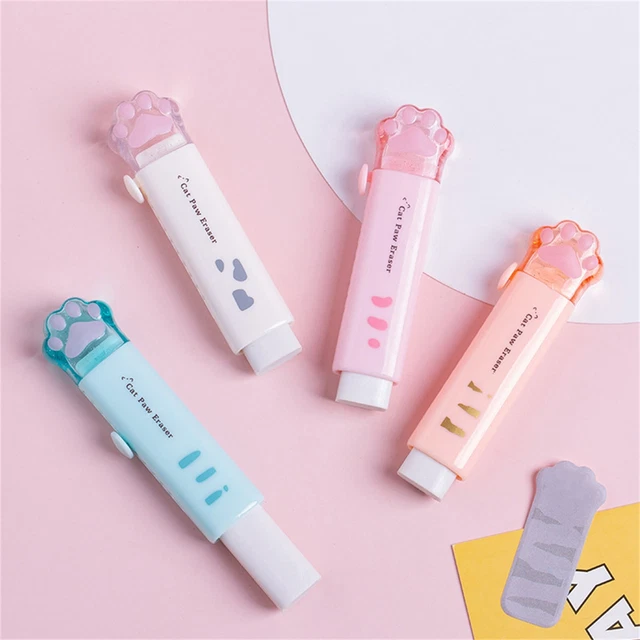Pencil Eraser Retractable Traceless Push-pull Cartoon Cat Paw Pen Eraser Mini