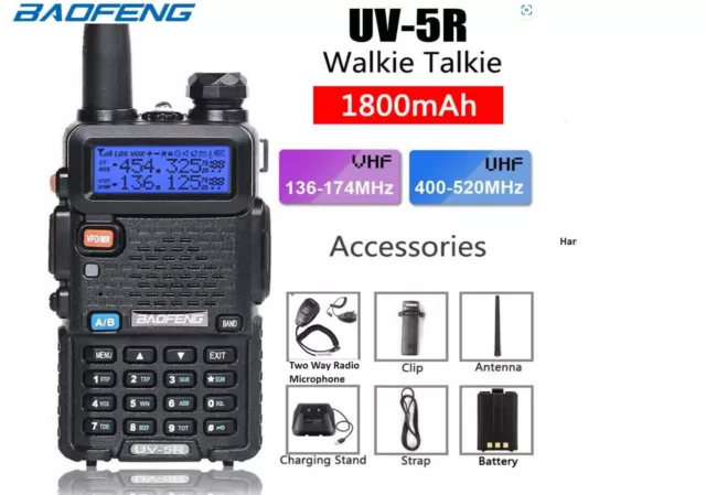 Baofeng UV-5R II Dual-band Walkie Talkie/ Radio [INC. Two Way Hand Receiver] *UK