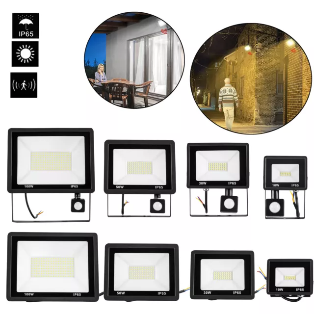 10W-300W LED Strahler Außen mit Bewegungsmelder Fluter IP65 Scheinwerfer Garten