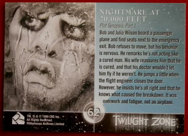 TWILIGHT ZONE - Card #62 - NIGHTMARE AT 20,000 FEET - WILLIAM SHATNER 2