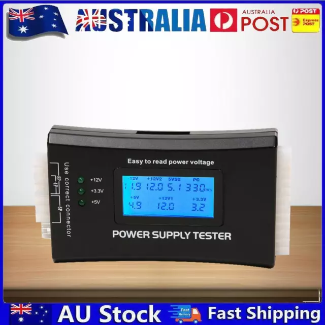 AU Digital LCD Display PC Computer 20/24 Pin Power Supply Tester Measure Tool