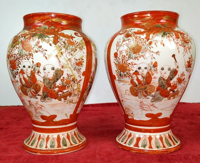 Paire De Vases Japonais. Enmaltase De Porcelaine. Style Imari. Japon. Xix-Xx Siè