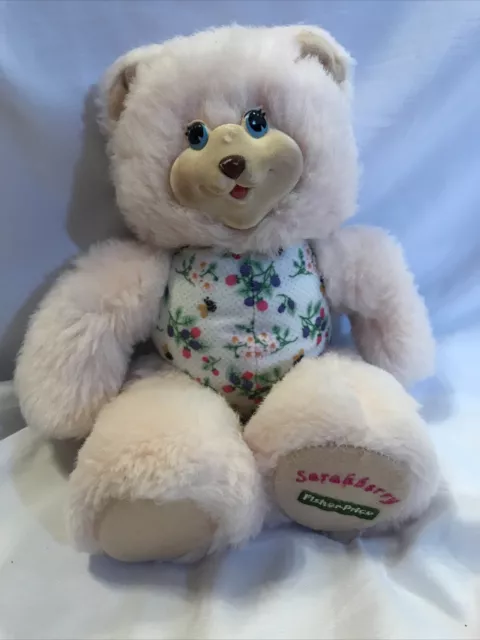 1998 Vintage Fisher Price Saraberry 9” Stuffed Plush Pink Bear