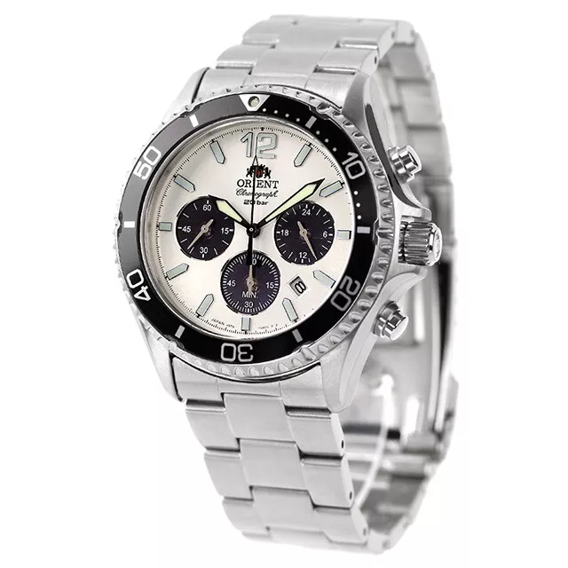 Orient Mako Solar Panda RN-TX0203S Chronograph Stainless Steel Wristwatch